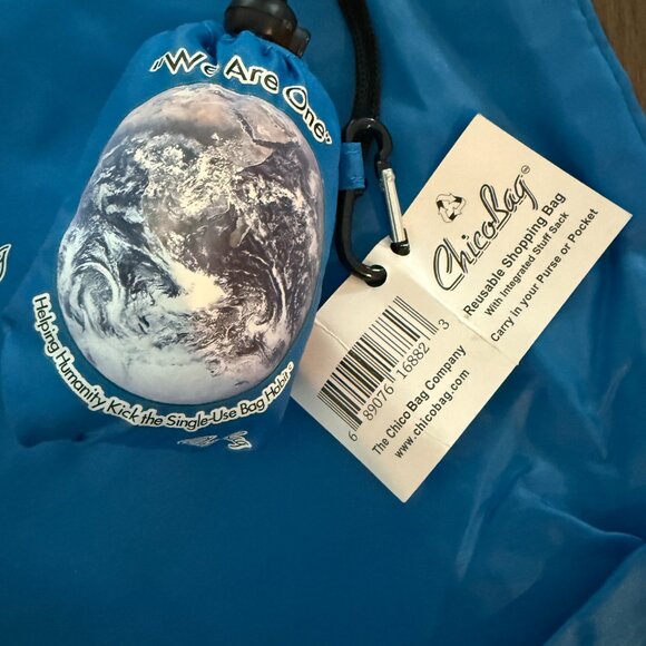 NWT TWO-SET ChicoBag Reusable Market Grocery Tote Bag in Blue - "WE ARE ONE" - Picture 6 of 11